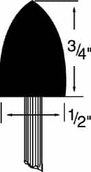 Grier Abrasives - 1/2 x 3/4" Head Diam x Thickness, B42, Pointed, Aluminum Oxide Mounted Point - A1 Tooling