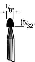 Grier Abrasives - 1/8 x 5/32" Head Diam x Thickness, B47, Tree, Aluminum Oxide Mounted Point - A1 Tooling