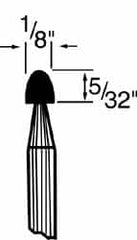 Grier Abrasives - 1/8 x 5/32" Head Diam x Thickness, B47, Tree, Aluminum Oxide Mounted Point - A1 Tooling