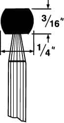 Grier Abrasives - 1/4 x 3/16" Head Diam x Thickness, B63, Wheel Radius Edge, Aluminum Oxide Mounted Point - A1 Tooling