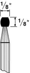 Grier Abrasives - 1/8 x 1/8" Head Diam x Thickness, B65, Wheel Radius Edge, Aluminum Oxide Mounted Point - A1 Tooling