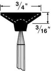 Grier Abrasives - 3/4 x 3/16" Head Diam x Thickness, B81, Inverted Cone Cupped End, Aluminum Oxide Mounted Point - A1 Tooling