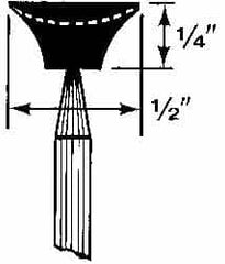 Grier Abrasives - 1/2 x 1/4" Head Diam x Thickness, B82, Inverted Cone Cupped End, Aluminum Oxide Mounted Point - A1 Tooling