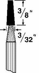 Grier Abrasives - 1/8 x 3/8" Head Diam x Thickness, B97, Flat Cone, Aluminum Oxide Mounted Point - A1 Tooling