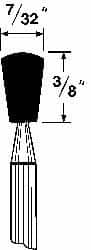 Grier Abrasives - 7/32 x 3/8" Head Diam x Thickness, B114, Inverted Cone Radius End, Aluminum Oxide Mounted Point - A1 Tooling