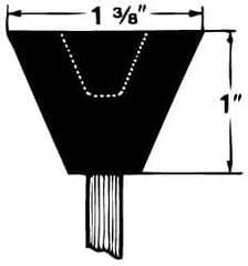 Grier Abrasives - 1-3/8 x 1" Head Diam x Thickness, A31, Inverted Cone Cupped End, Aluminum Oxide Mounted Point - A1 Tooling