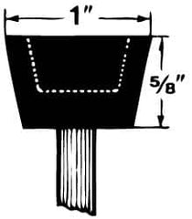 Grier Abrasives - 1 x 5/8" Head Diam x Thickness, A32, Inverted Cone Cupped End, Aluminum Oxide Mounted Point - A1 Tooling