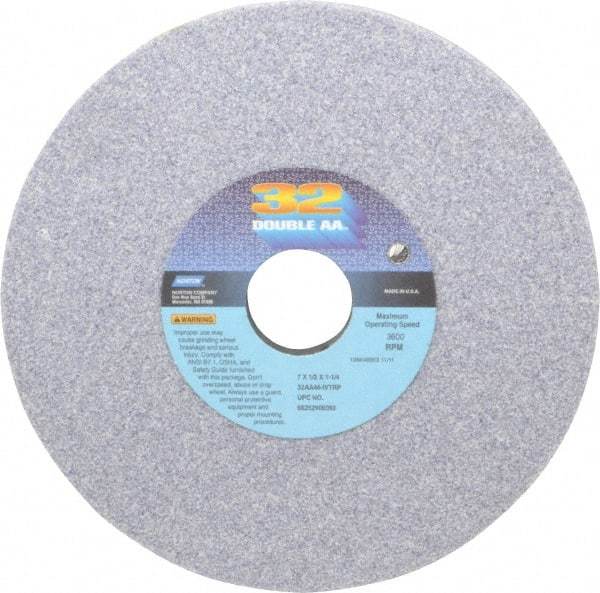 Norton - 7" Diam x 1-1/4" Hole x 1/2" Thick, I Hardness, 46 Grit Surface Grinding Wheel - Aluminum Oxide, Type 1, Coarse Grade, 3,600 Max RPM, Vitrified Bond, No Recess - A1 Tooling