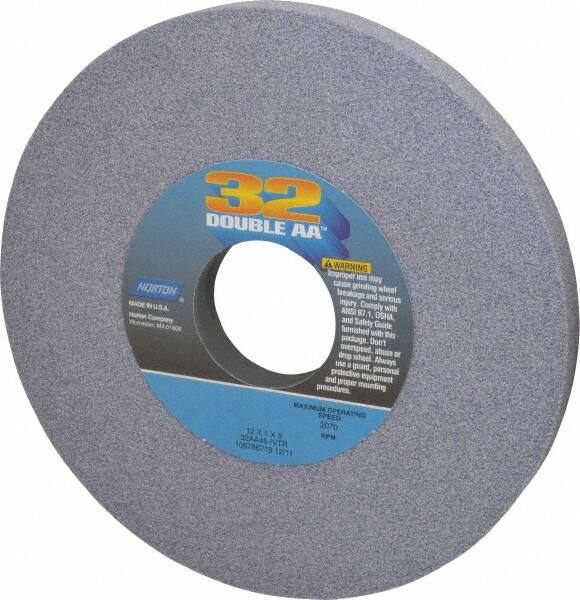 Norton - 12" Diam x 3" Hole x 1" Thick, I Hardness, 46 Grit Surface Grinding Wheel - Aluminum Oxide, Type 1, Coarse Grade, 2,070 Max RPM, Vitrified Bond, No Recess - A1 Tooling