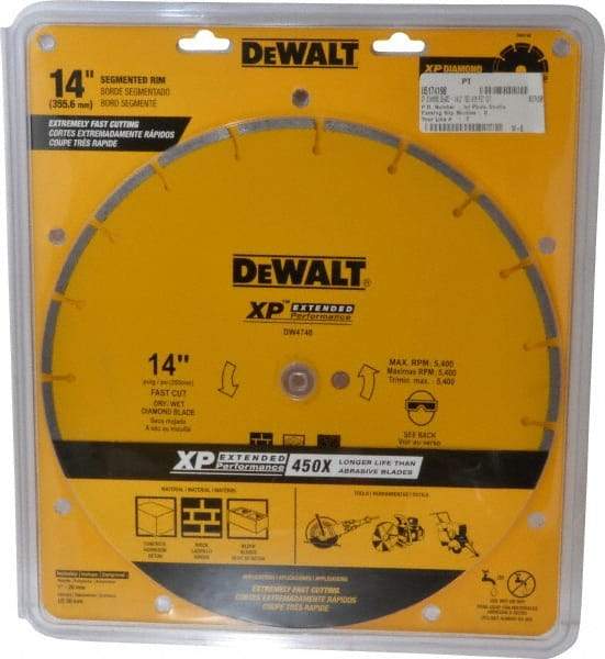 DeWALT - 14" Diam, 1" Arbor Hole Diam, Wet & Dry Cut Saw Blade - Diamond-Tipped, General Purpose Action, Standard Round Arbor - A1 Tooling