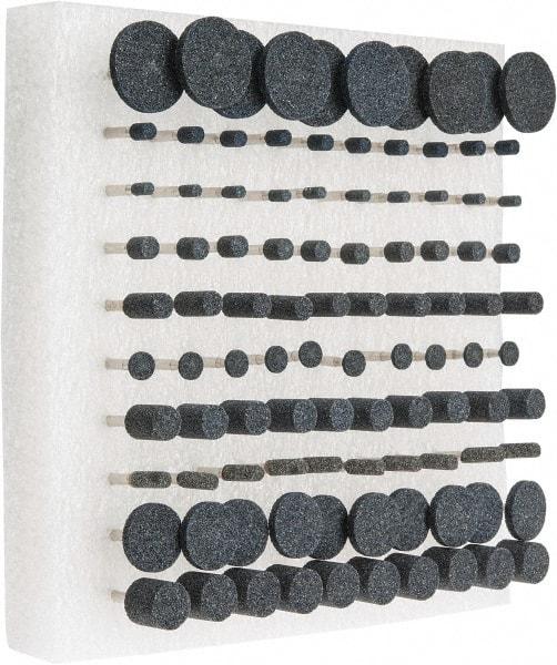 Grier Abrasives - 100 Piece Aluminum Oxide Vitrified Mounted Stone Abrasive Point Set - Includes Shapes W215, W152, W154, W160, W144, W200, W166, W176, W163 & W185 - A1 Tooling