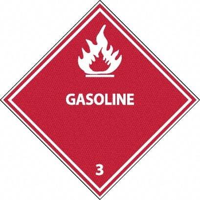 NMC - Gasoline DOT Shipping Label - 4" High x 4" Wide - A1 Tooling