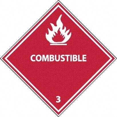 NMC - Combustible DOT Shipping Label - 4" High x 4" Wide - A1 Tooling