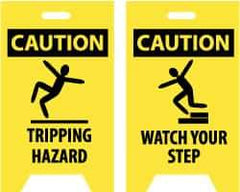 NMC - Caution - Tripping Hazard, Caution - Watch Your Step, 12" Wide x 19" High, Plastic Floor Sign - A-Frame, Black on Yellow, For Accident Prevention - A1 Tooling