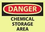 NMC - "Danger - Chemical Storage Area", 10" Long x 14" Wide, Pressure-Sensitive Vinyl Safety Sign - Rectangle, 0.004" Thick, Use for Hazardous Materials - A1 Tooling