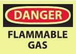 NMC - "Danger - Flammable Gas", 10" Long x 14" Wide, Pressure-Sensitive Vinyl Safety Sign - Rectangle, 0.004" Thick, Use for Hazardous Materials - A1 Tooling