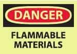 NMC - "Danger - Flammable Materials", 10" Long x 14" Wide, Pressure-Sensitive Vinyl Safety Sign - Rectangle, 0.004" Thick, Use for Hazardous Materials - A1 Tooling