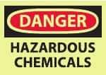 NMC - "Danger - Hazardous Chemicals", 10" Long x 14" Wide, Pressure-Sensitive Vinyl Safety Sign - Rectangle, 0.004" Thick, Use for Hazardous Materials - A1 Tooling