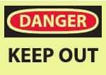 NMC - "Danger - Keep Out", 10" Long x 14" Wide, Pressure-Sensitive Vinyl Safety Sign - Rectangle, 0.004" Thick, Use for Accident Prevention - A1 Tooling