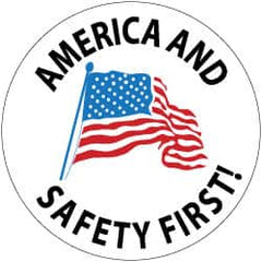 NMC - America and Safety First, Hard Hat Label - Blue & Black on White, Red, 2" Thick, For Accident Prevention - A1 Tooling