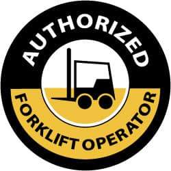 NMC - Authorized Forklift Operator, Hard Hat Label - Yellow on Black, 2" Thick, For Accident Prevention - A1 Tooling