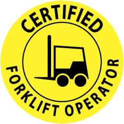 NMC - Certified Forklift Operator, Hard Hat Label - Black on Yellow, 2" Thick, For Certified Operator - A1 Tooling