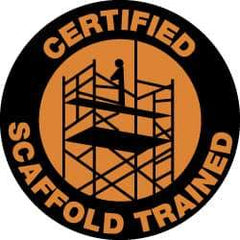 NMC - Certified Scaffold Trained, Hard Hat Label - Orange on Black, 2" Thick, For Certified Operator - A1 Tooling