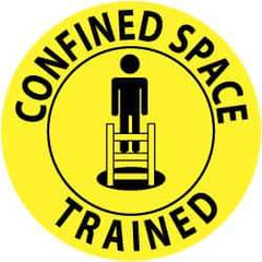 NMC - Confined Space Trained, Hard Hat Label - Black on Yellow, 2" Thick, For Accident Prevention - A1 Tooling