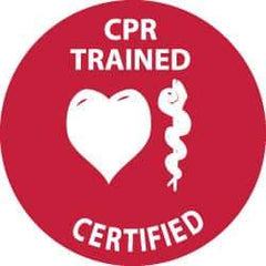 NMC - CPR Trained Certified, Hard Hat Label - White on Red, 2" Thick, For Accident Prevention - A1 Tooling