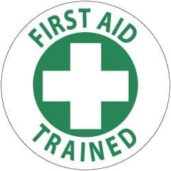 NMC - First Aid Trained, Hard Hat Label - Green on White, 2" Thick, For Accident Prevention - A1 Tooling