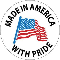 NMC - Made in America with Pride, Hard Hat Label - Blue & Black on White, Red, 2" Thick, For Accident Prevention - A1 Tooling