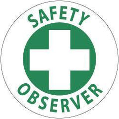 NMC - Safety Observer, Hard Hat Label - Green on White, 2" Thick, For Accident Prevention - A1 Tooling