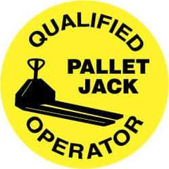 NMC - Qualified Pallet Jack Operator, Hard Hat Label - Black on Yellow, 2" Thick, For Certified Operator - A1 Tooling