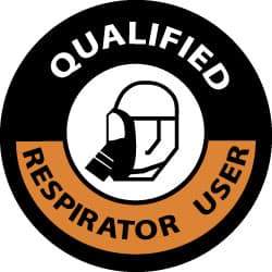 NMC - Qualified Respirator User, Hard Hat Label - Black & Orange on White, 2" Thick, For Certified Operator - A1 Tooling