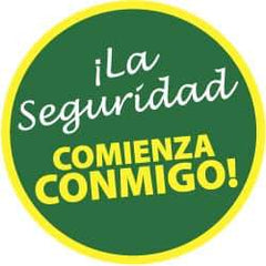 NMC - Ila Seguridad Comienza Conmigo!, Hard Hat Label - White & Yellow on Green, 2" Thick, For Accident Prevention - A1 Tooling