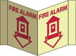 NMC - Fire Alarm, Acrylic Fire Sign - 8-3/4" Wide x 5-3/4" High, Glow-in-the-Dark - A1 Tooling