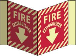 NMC - Fire Extinguisher, Acrylic Fire Sign - 8-3/4" Wide x 5-3/4" High, Glow-in-the-Dark - A1 Tooling