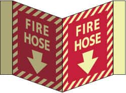 NMC - Fire Hose, Acrylic Fire Sign - 8-3/4" Wide x 5-3/4" High, Glow-in-the-Dark - A1 Tooling