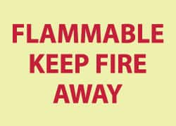 NMC - "Flammable - Keep Fire Away", 10" Long x 14" Wide, Pressure-Sensitive Vinyl Safety Sign - Rectangle, 0.004" Thick, Use for Accident Prevention - A1 Tooling