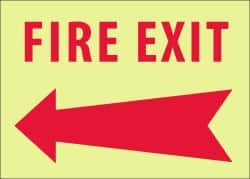 NMC - Fire Exit, Pressure Sensitive Vinyl Fire Sign - 14" Wide x 10" High, Glow-in-the-Dark - A1 Tooling