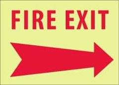 NMC - Fire Exit, Pressure Sensitive Vinyl Fire Sign - 14" Wide x 10" High, Glow-in-the-Dark - A1 Tooling