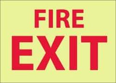 NMC - Fire Exit, Pressure Sensitive Vinyl Fire Sign - 14" Wide x 10" High, Glow-in-the-Dark - A1 Tooling