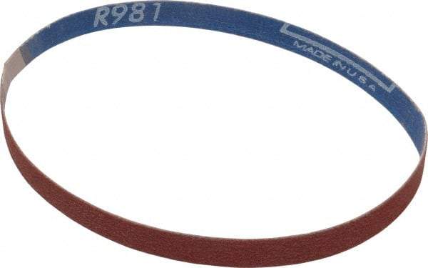 Norton - 1/2" Wide x 18" OAL, 120 Grit, Ceramic Abrasive Belt - Ceramic, Fine, Coated, Y Weighted Cloth Backing, Series R981 - A1 Tooling