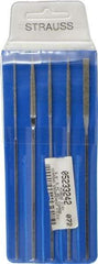 Strauss - 5 Piece Diamond Pattern File Set - 5-1/2" Long, Coarse Coarseness, Square Handle, Set Includes Equalling, Half Round, Round, Square - A1 Tooling