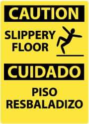 NMC - "Caution - Slippery Floor", 14" Long x 10" Wide, Rigid Plastic Safety Sign - Rectangle, 0.05" Thick, Use for Accident Prevention - A1 Tooling