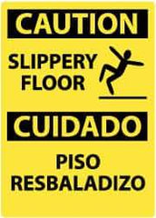 NMC - "Caution - Slippery Floor", 14" Long x 10" Wide, Aluminum Safety Sign - Rectangle, 0.04" Thick, Use for Accident Prevention - A1 Tooling