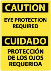 NMC - "Caution - Eye Protection Required", 14" Long x 10" Wide, Rigid Plastic Safety Sign - Rectangle, 0.05" Thick, Use for Accident Prevention - A1 Tooling