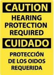 NMC - "Caution - Hearing Protection Required", 14" Long x 10" Wide, Rigid Plastic Safety Sign - Rectangle, 0.05" Thick, Use for Accident Prevention - A1 Tooling