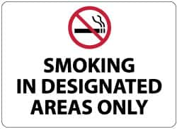 NMC - "Smoking in Designated Areas Only", 10" Long x 14" Wide, Aluminum Safety Sign - Rectangle, 0.04" Thick, Use for Smoking Regulations - A1 Tooling