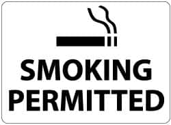 NMC - "Smoking Permitted", 10" Long x 14" Wide, Aluminum Safety Sign - Rectangle, 0.04" Thick, Use for Smoking Regulations - A1 Tooling